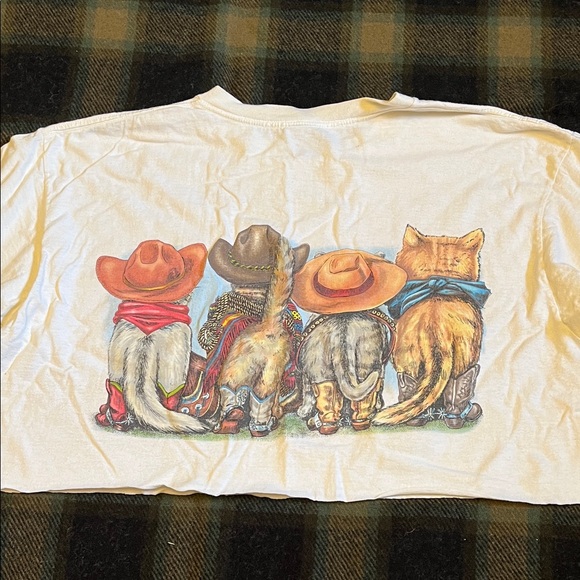 Vintage Cowboy Cat Graphic T-Shirt - Picture 2 of 3